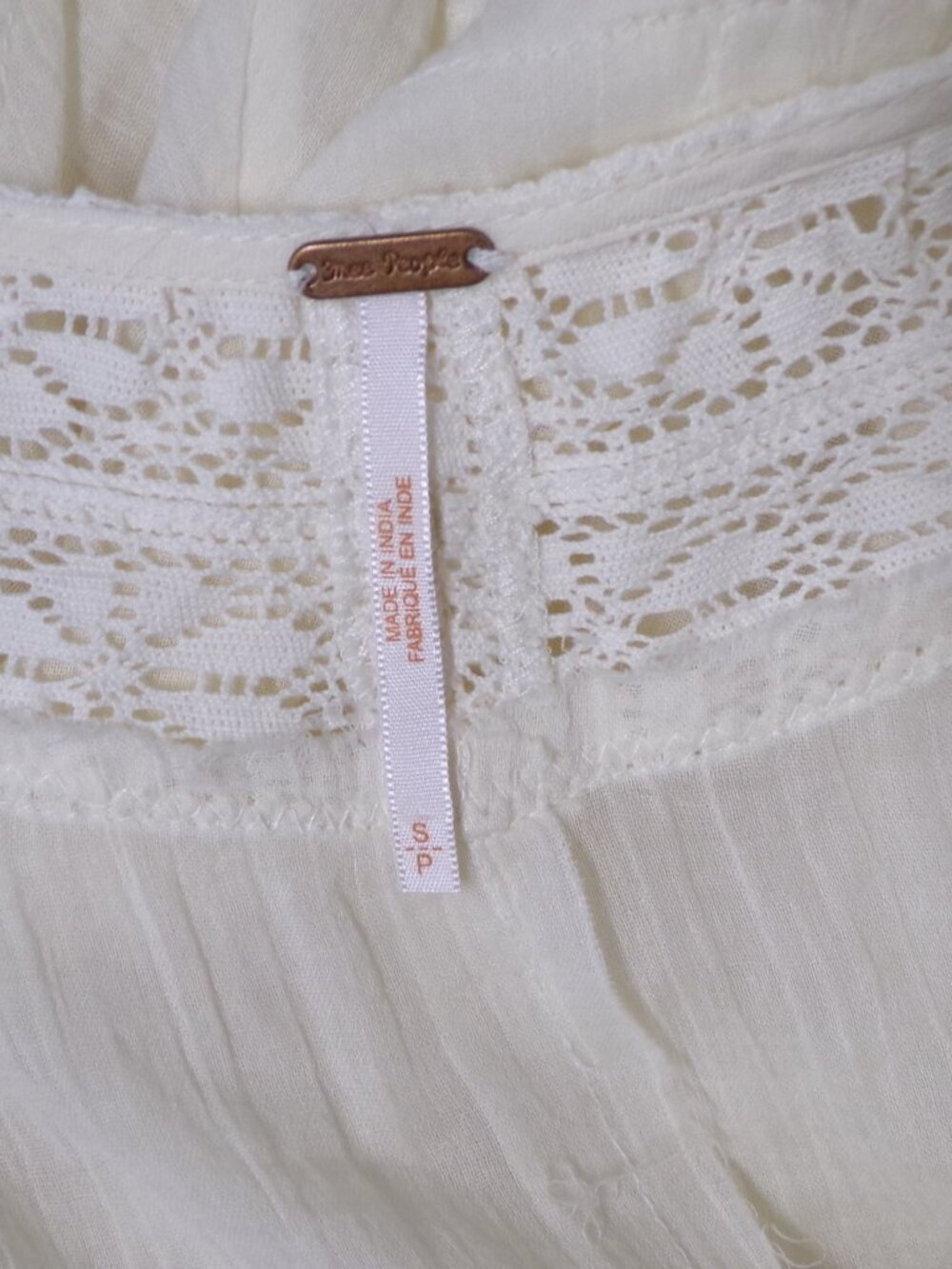 Free People Sheer Cotton Ivory Kimono Duster Maxi Boho Festival Flare Sleeves S - Picture 5 of 7